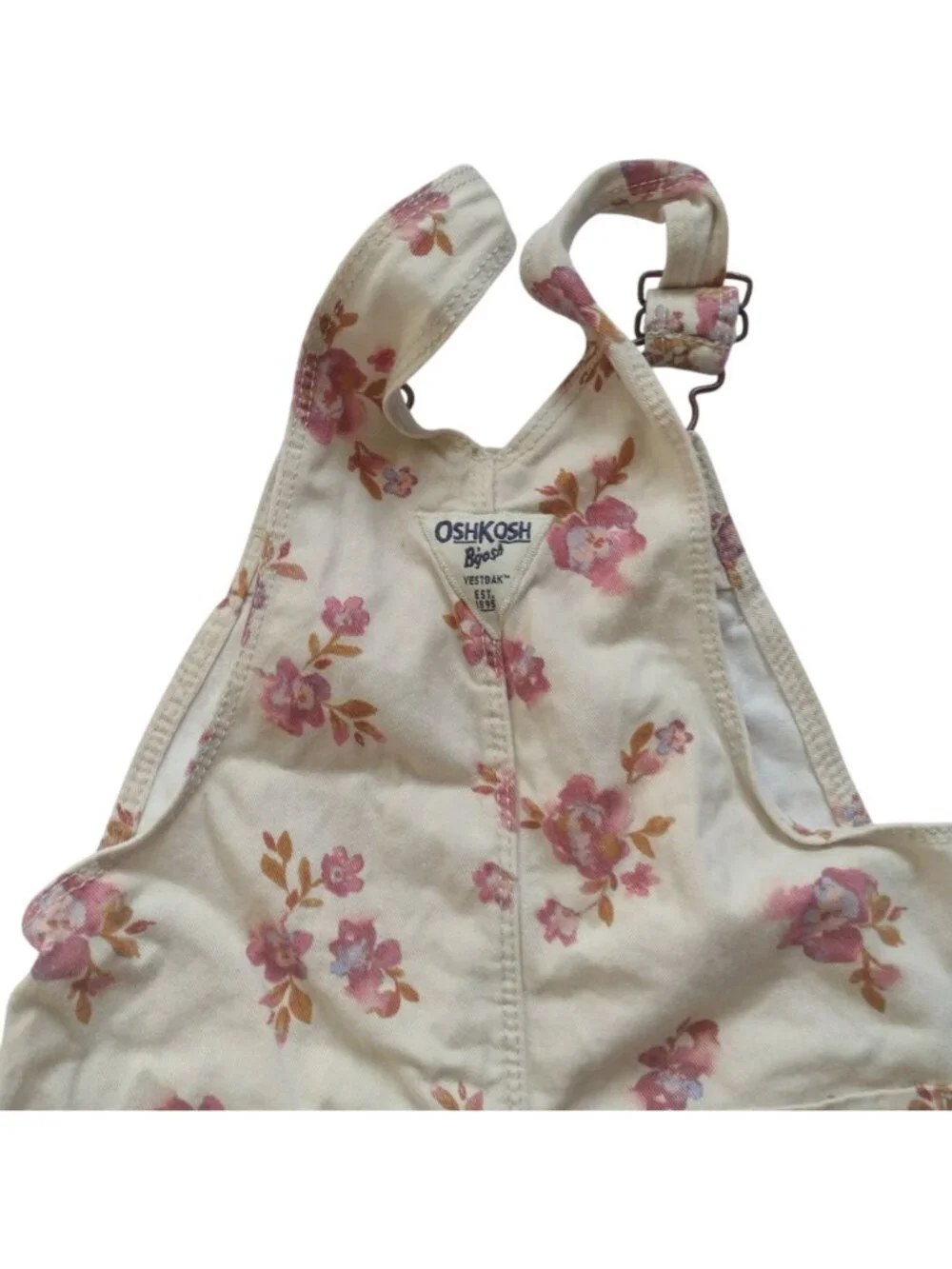 OshKosh B'Gosh Girls Overalls 2T Set of 2 Floral Purple Heavy Duty Play Coverall